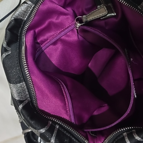 COACH Poppy Silver Sateen Spotlight Sacthel Crossbody Metallic Leather - Picture 10 of 15